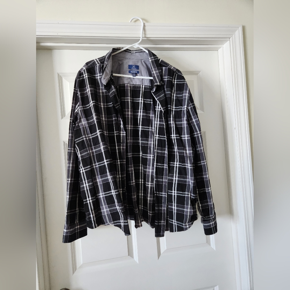 Mens 3XL Black and White Stripe Dress Shirt